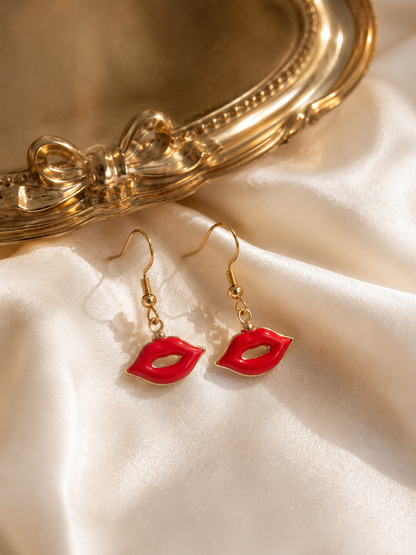 Kiss Me Red Lip Dangle Earrings
