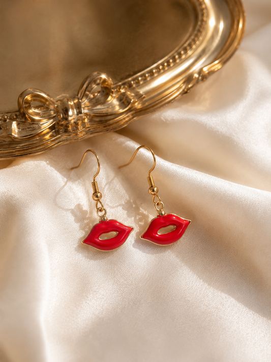 Kiss Me Red Lip Dangle Earrings