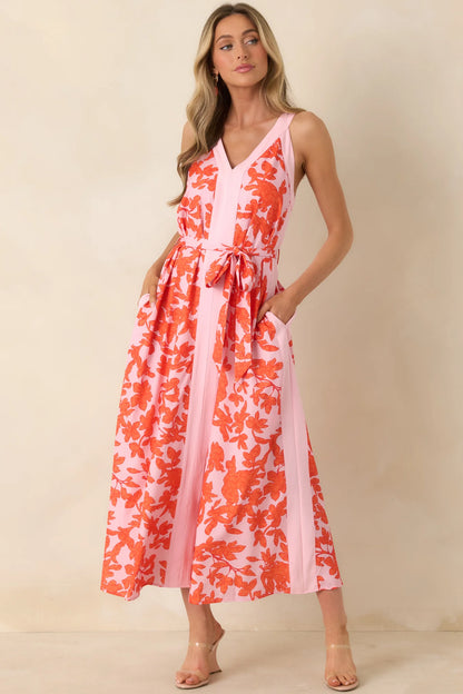 Tangerine Bloom Midi Dress (S-L)