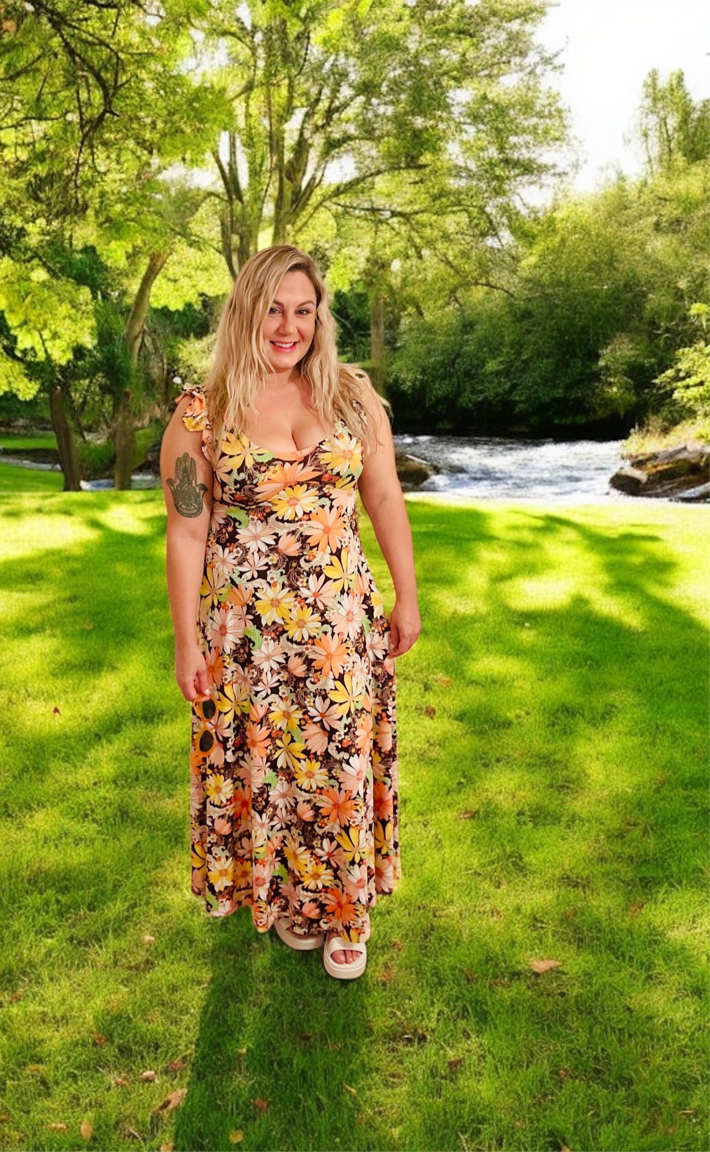 70’s Disco Daisy Floral Maxi Dress (S-L)