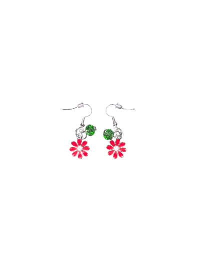 Hazy Daisy Christmas Red Dangle Earrings