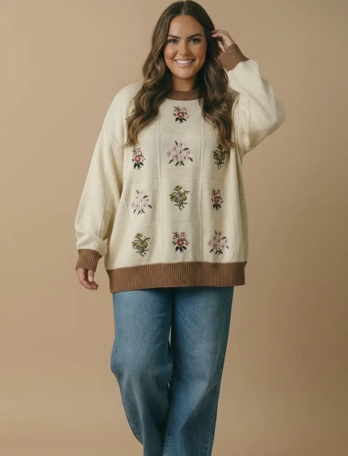 Pressed Flowers Knit Sweater (S-3X)