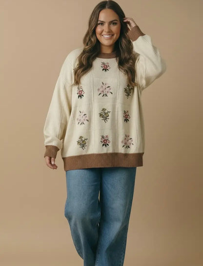Pressed Flowers Knit Sweater (S-3X)