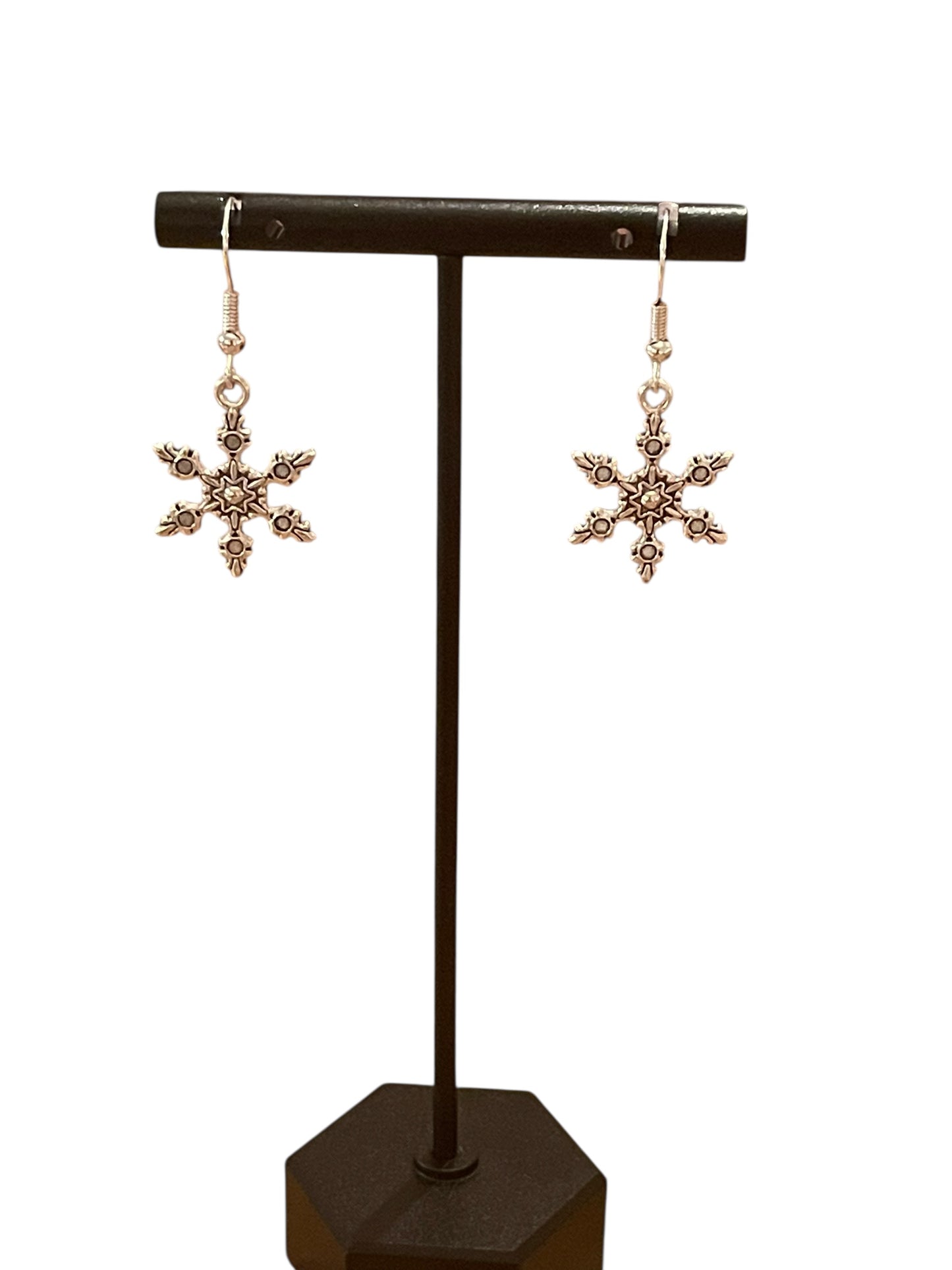 Detailed Silver Snowflake Earrings