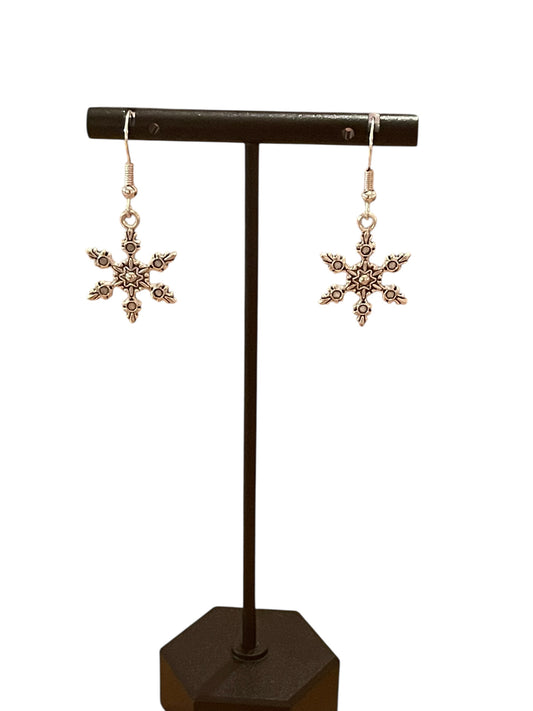 Detailed Silver Snowflake Earrings