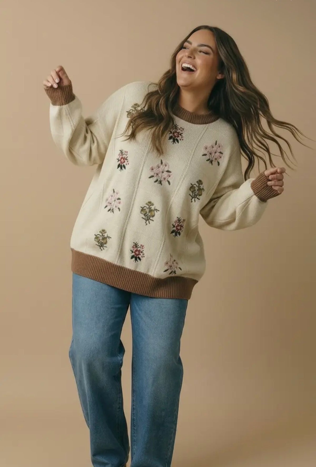 Pressed Flowers Knit Sweater (S-3X)