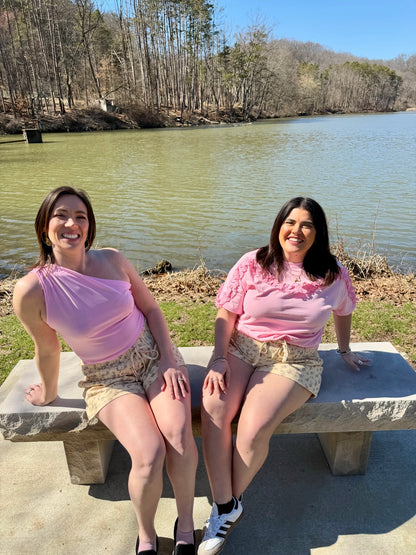 Blush Meadow Denim Shorts (S- XL)