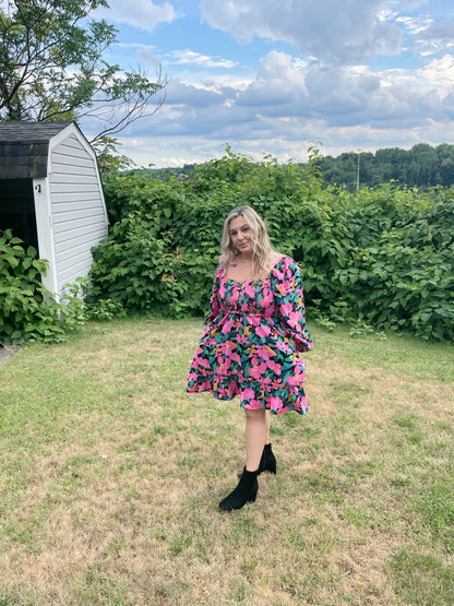 Vivid Bloom Mini Dress (S, L)
