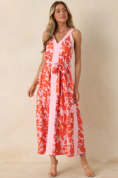 Tangerine Bloom Midi Dress (S-L)