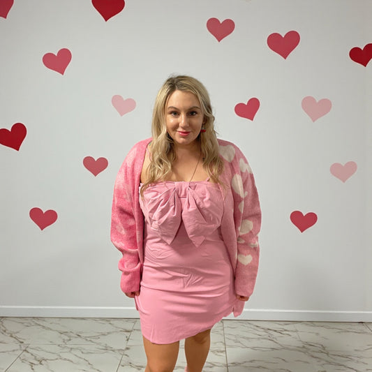 Pretty in Pink Bow Mini Dress (S-XL)
