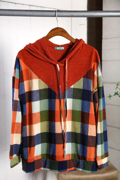 Rust Multi Plaid Lightweight Hoodie (S-L)