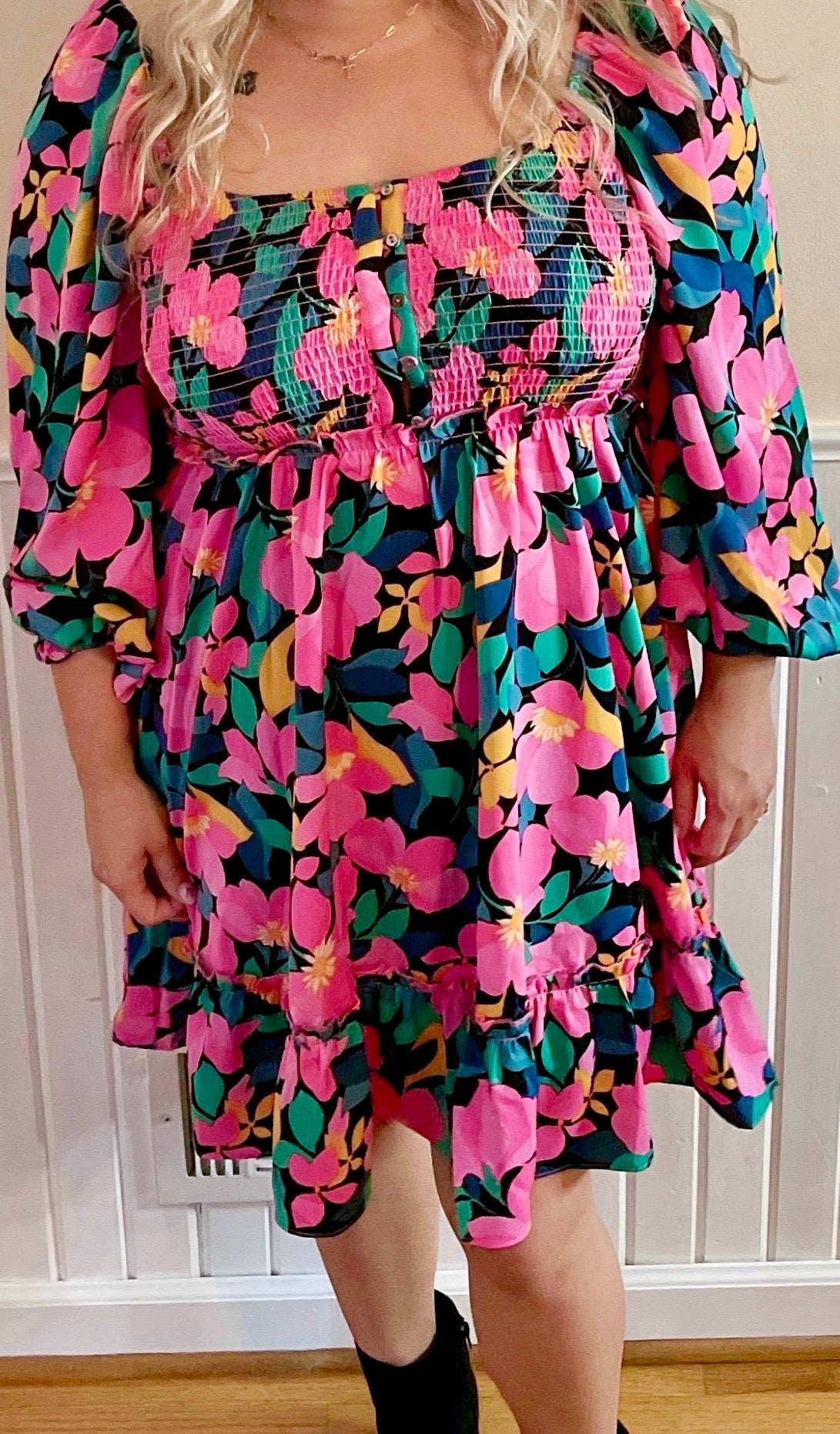 Vivid Bloom Mini Dress (S, L)