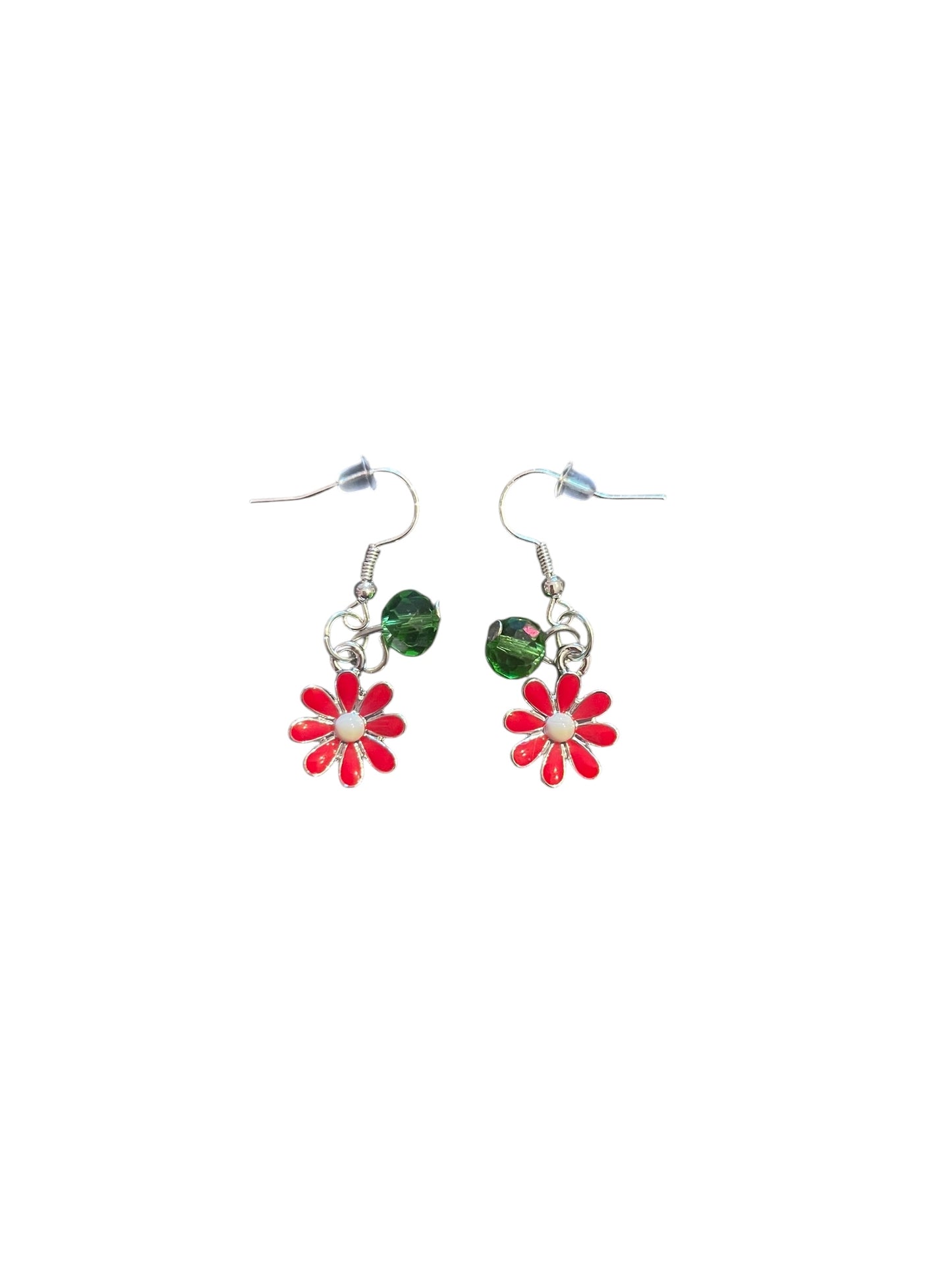 Hazy Daisy Christmas Red Dangle Earrings