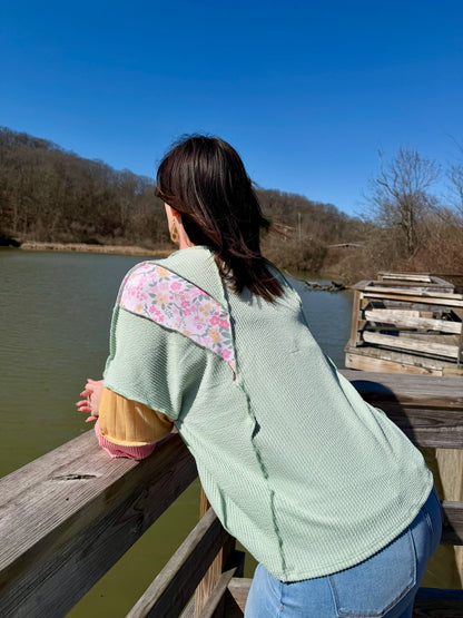 Mint Patchwork Mix Top (M- 2X)