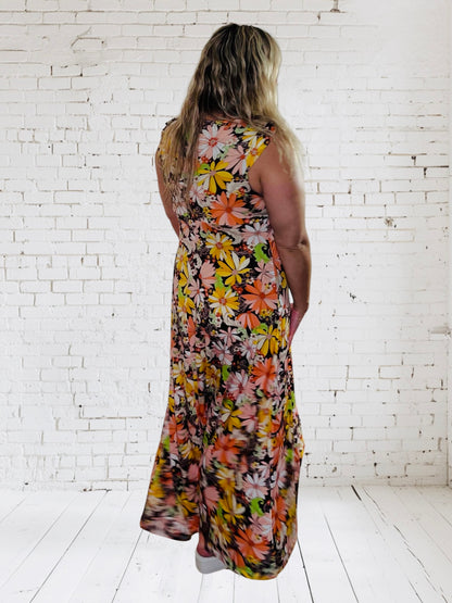 70’s Disco Daisy Floral Maxi Dress (S-L)
