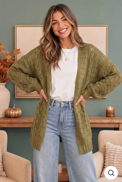 Easy Days Olive Knit Cardigan (S-L)