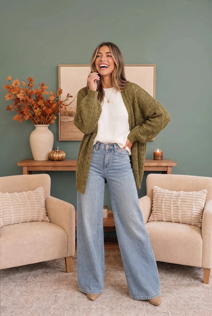 Easy Days Olive Knit Cardigan (S-L)