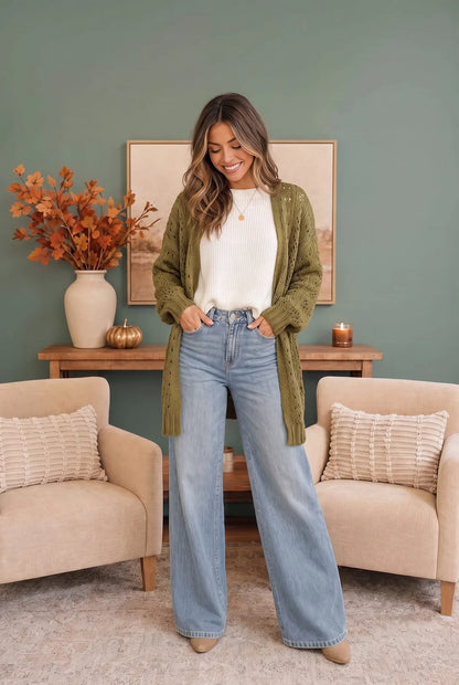 Easy Days Olive Knit Cardigan (S-L)