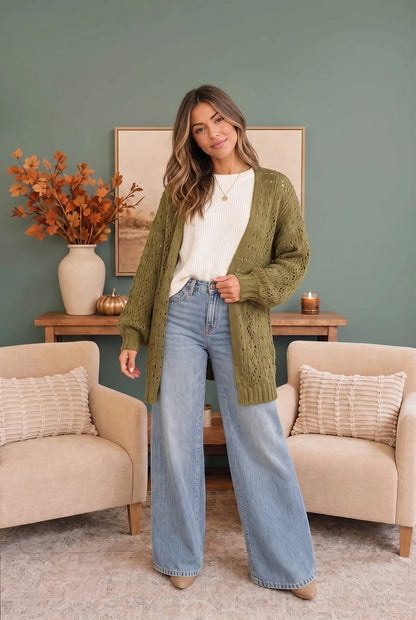 Easy Days Olive Knit Cardigan (S-L)
