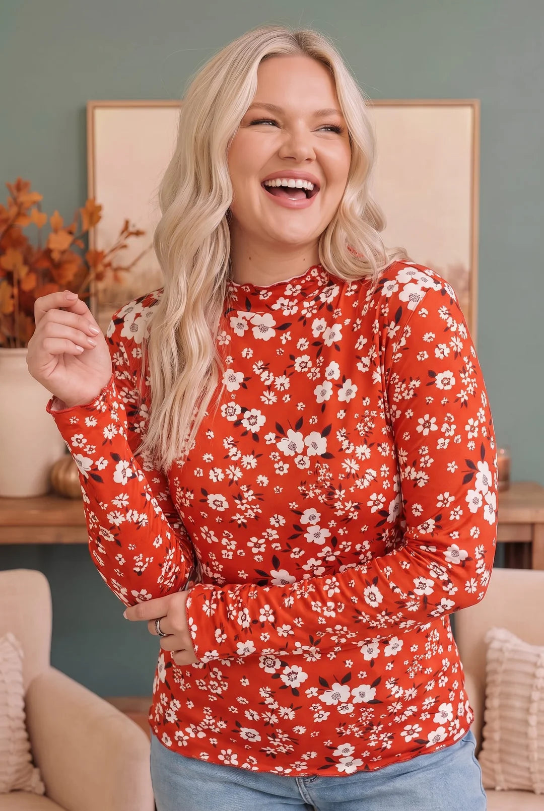 Falling for Florals Long Sleeve Top (S-3X)
