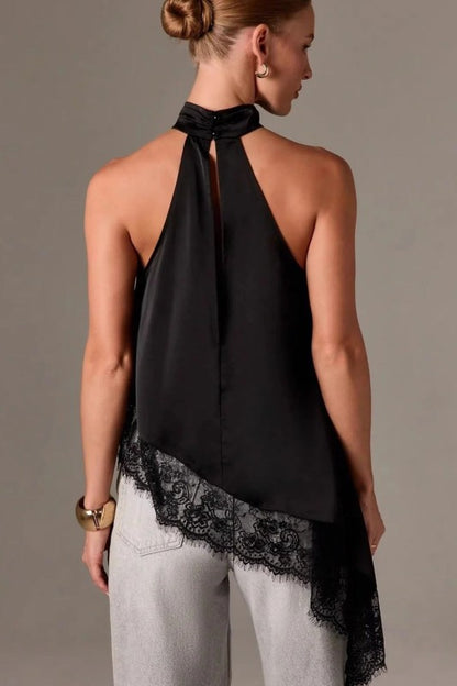 Midnight Kiss Satin Lace Halter Top (XS-XL)