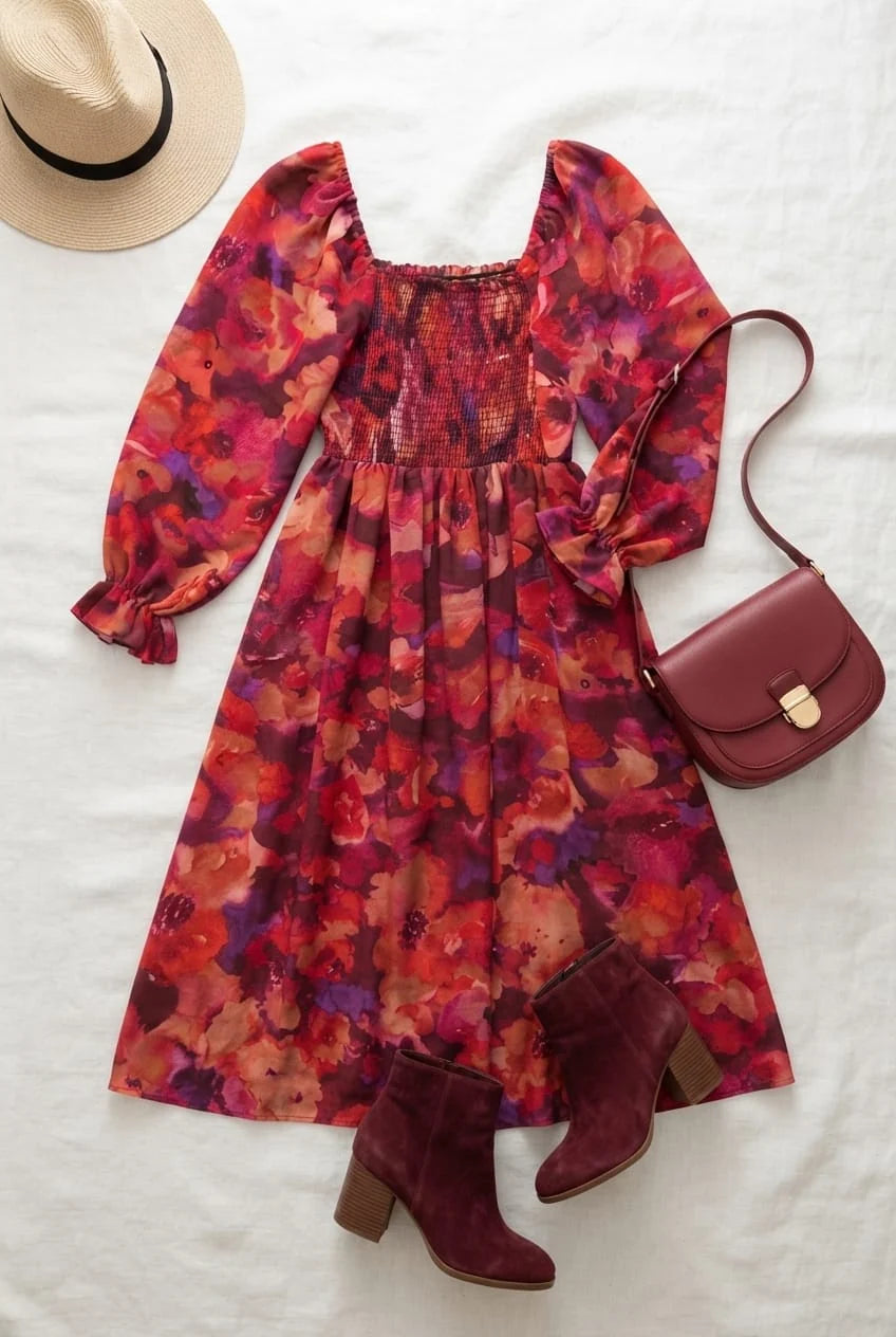 Painted Petals Floral Midi Dress (S-L)