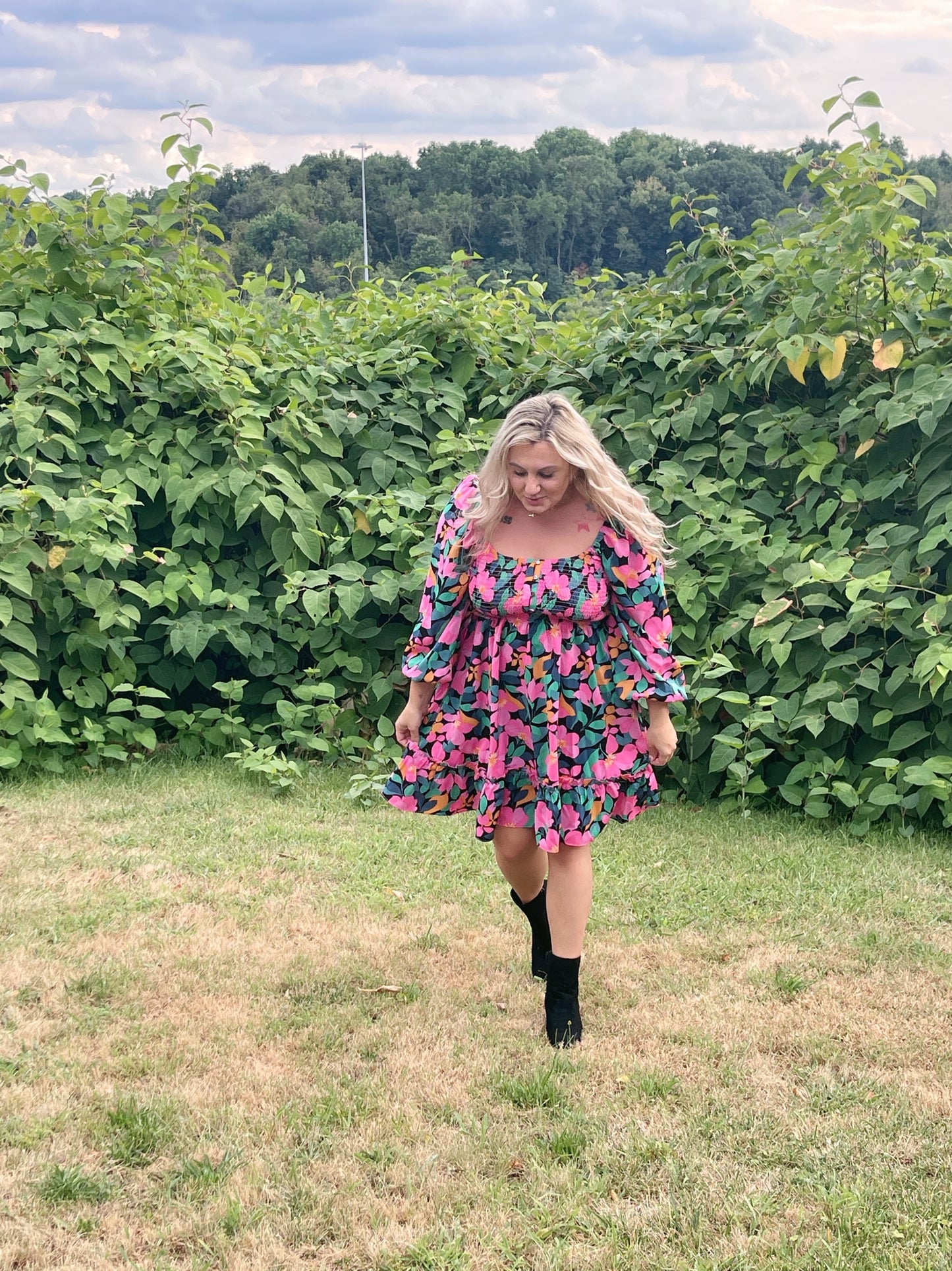 Vivid Bloom Mini Dress (S, L)