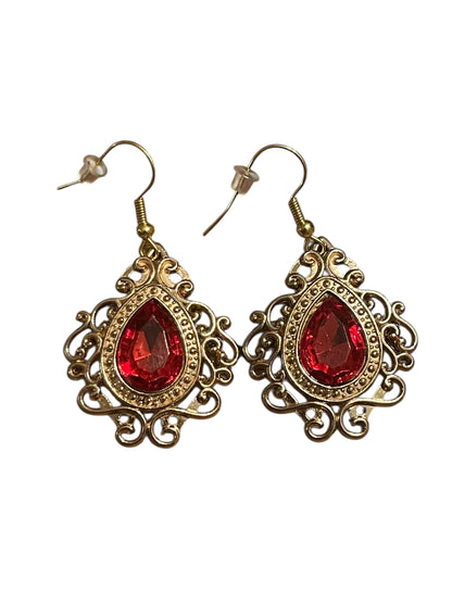 Red Gem Filigree Earrings
