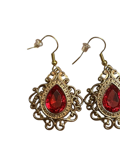 Red Gem Filigree Earrings