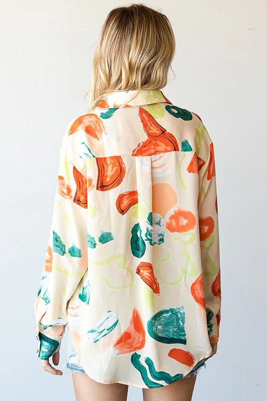 Retro Reverie Abstract Button-Up (S-L)