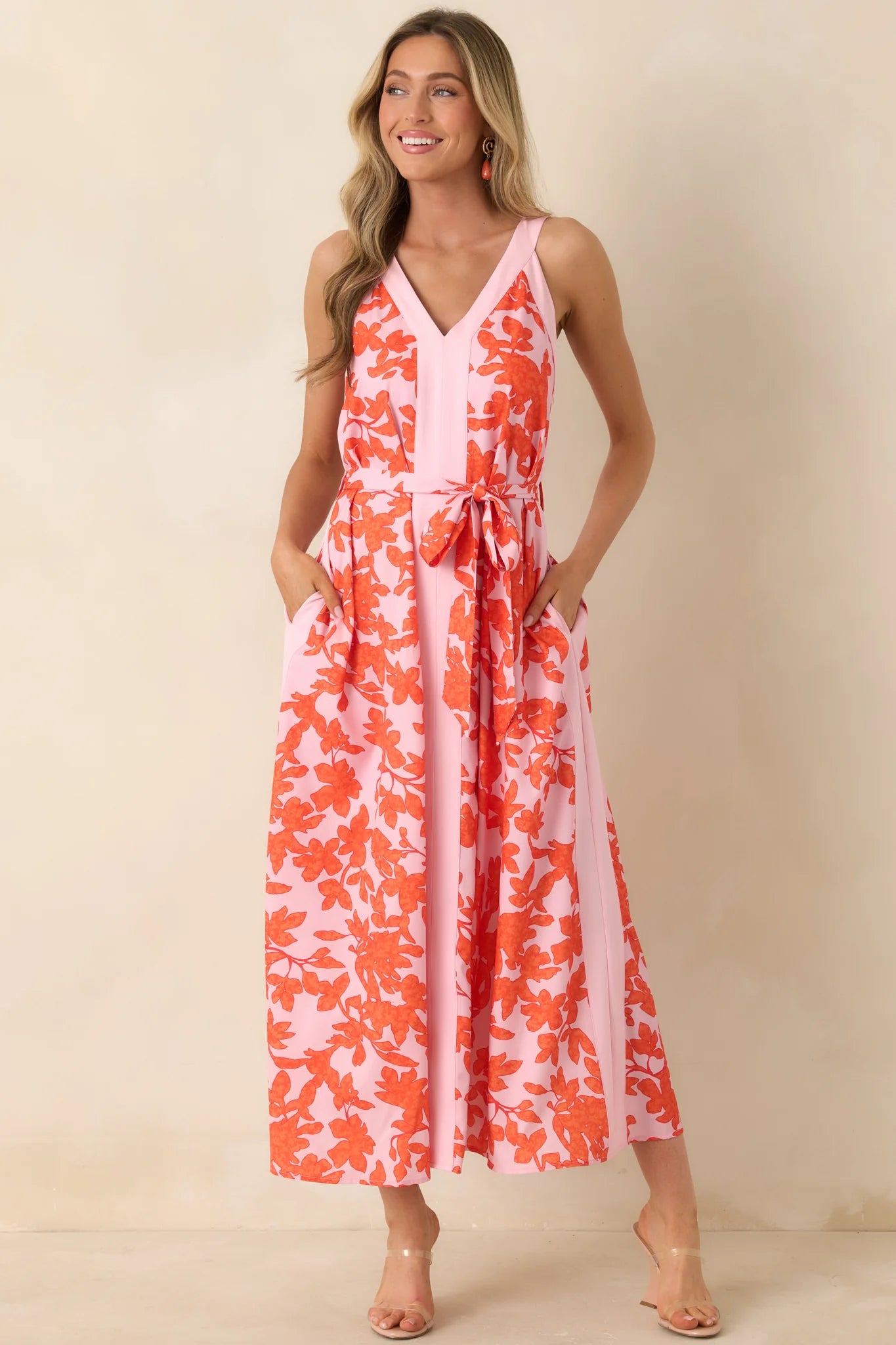 Tangerine Bloom Midi Dress (S-L)