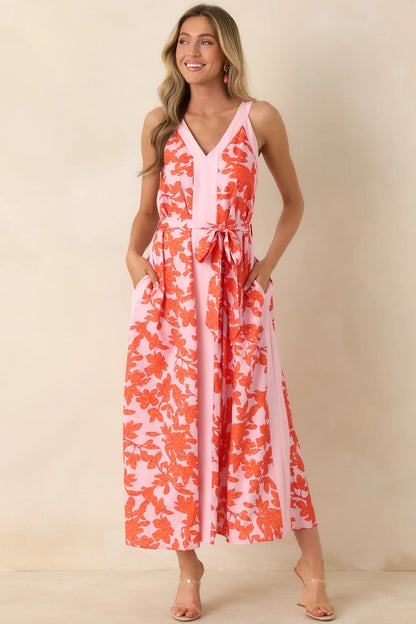 Tangerine Bloom Midi Dress (S-L)