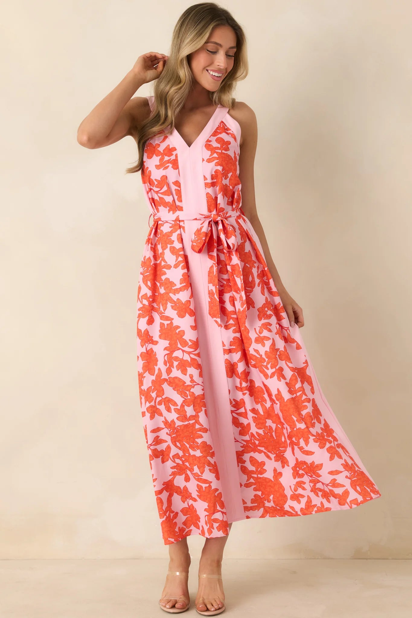 Tangerine Bloom Midi Dress (S-L)