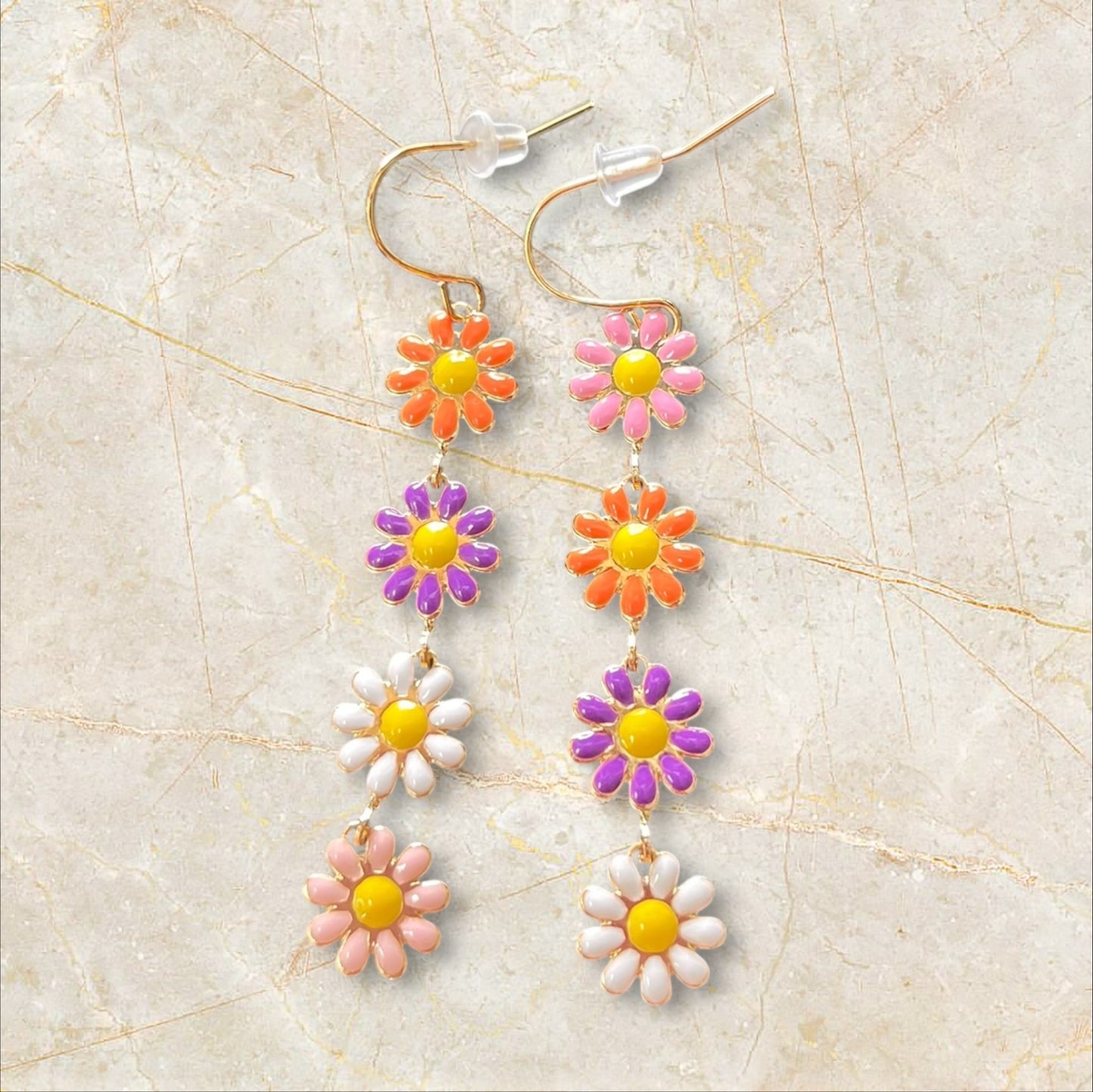 Rainbow Daisy Dangle Earrings