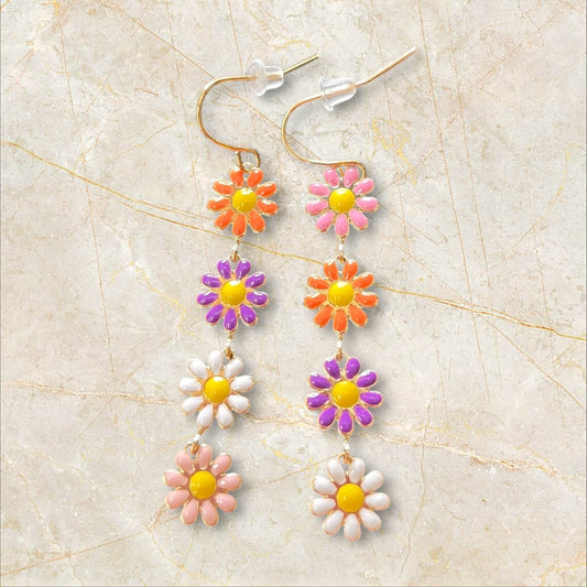 Rainbow Daisy Dangle Earrings
