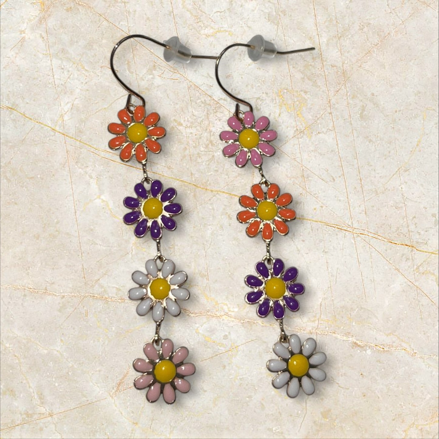 Rainbow Daisy Dangle Earrings