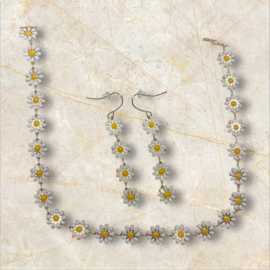Hazy Daisy Choker + Earrings Set