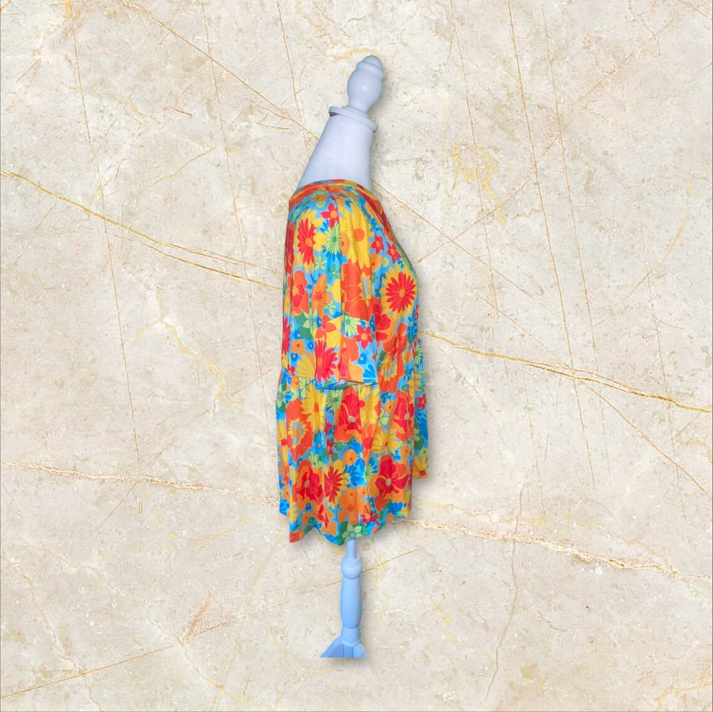 Retro Groove Floral Babydoll Top (S-3X)