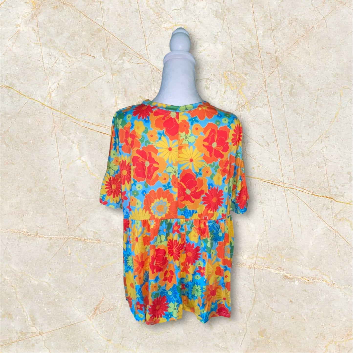 Retro Groove Floral Babydoll Top (S-3X)