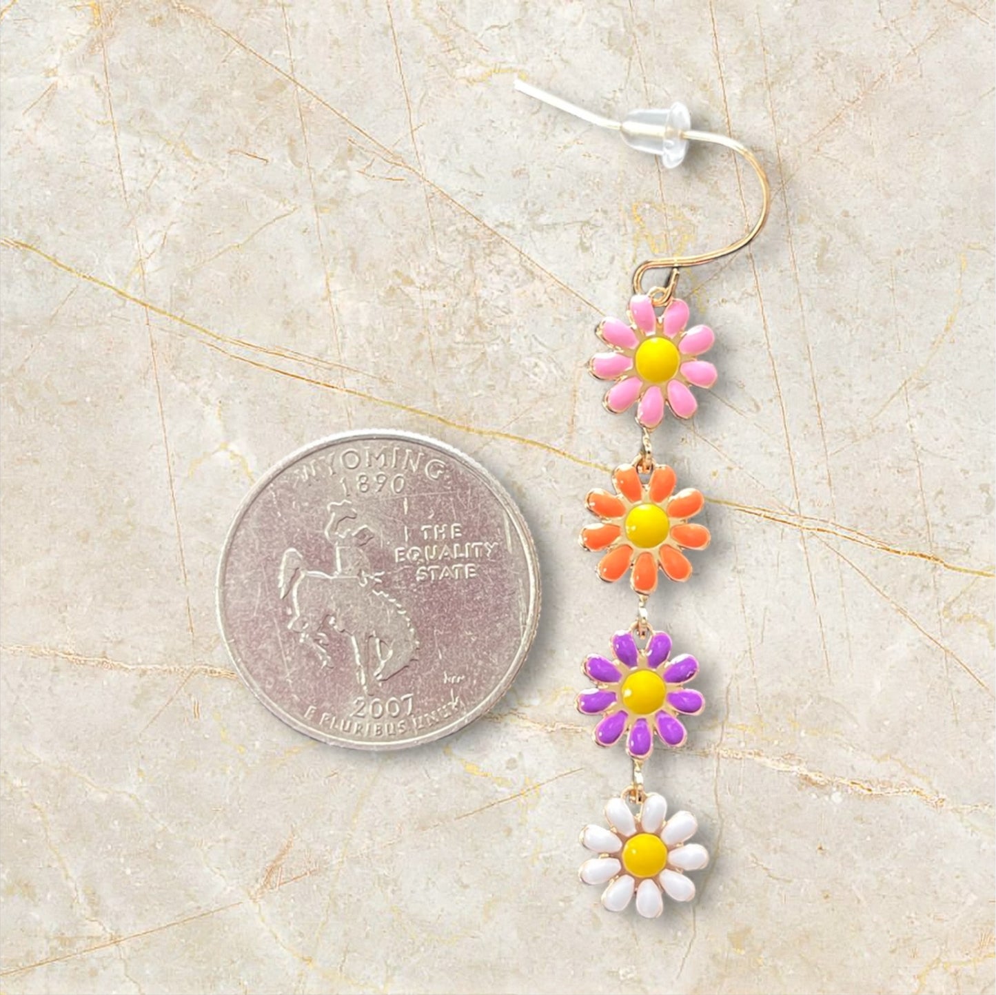Rainbow Daisy Dangle Earrings