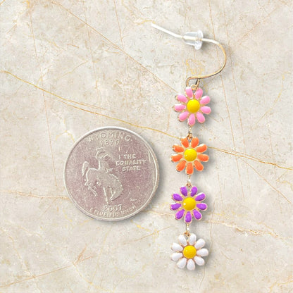 Rainbow Daisy Dangle Earrings