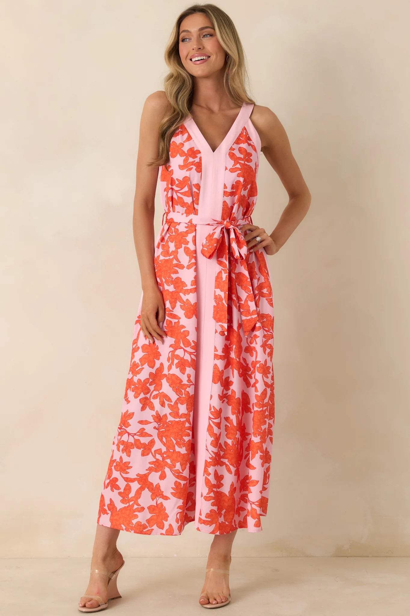Tangerine Bloom Midi Dress (S-L)