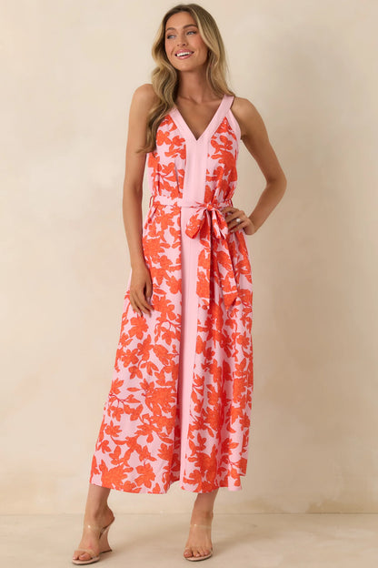 Tangerine Bloom Midi Dress (S-L)
