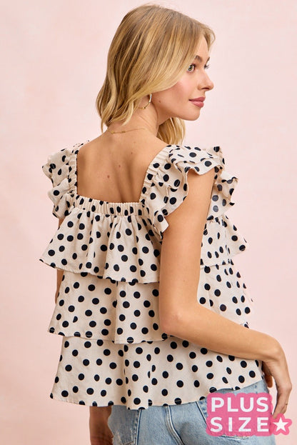 Classic Charm Polka Dot Ruffle Top (S-3X)