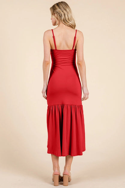 Christmas Bright Red Ruffle Dress (S-L)