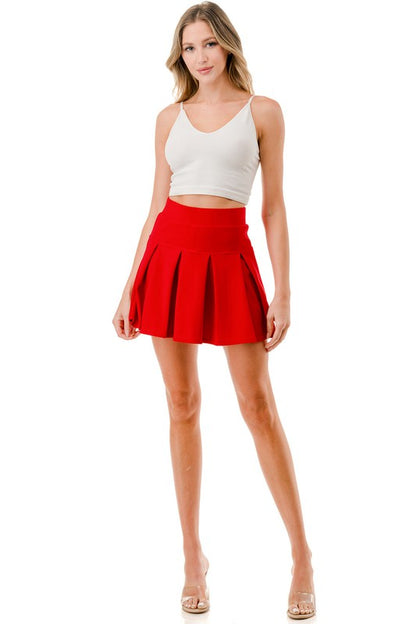 Classic Curvy Red Crush Pleated Skort (1X-2X )