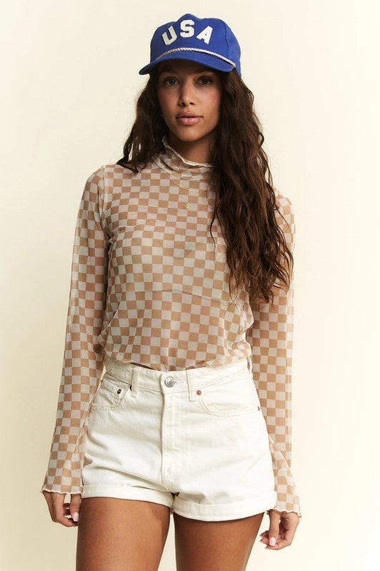 All Checked Out Mesh Top (S-3X)