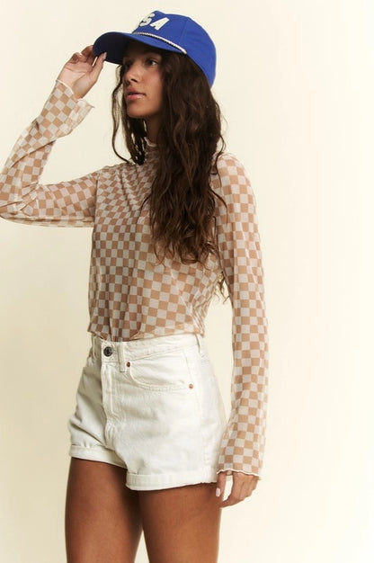 All Checked Out Mesh Top (S-3X)