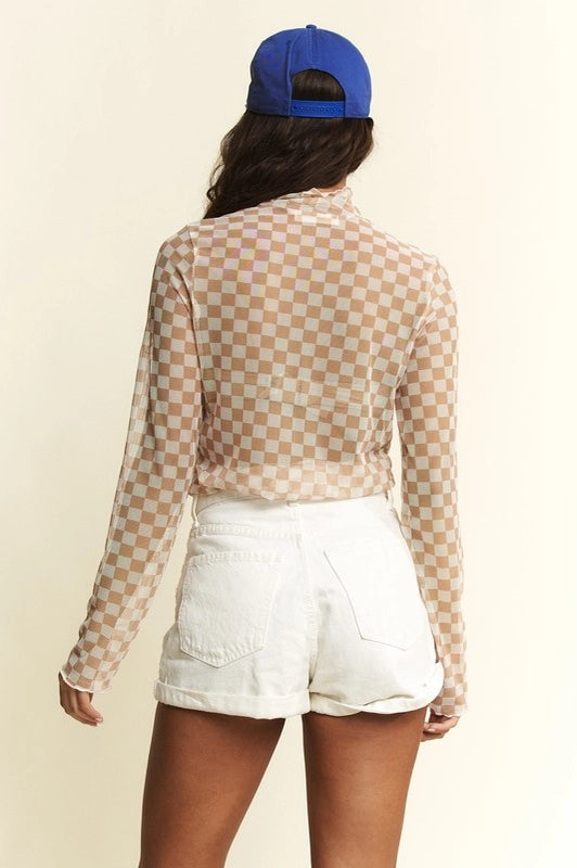 All Checked Out Mesh Top (S-3X)