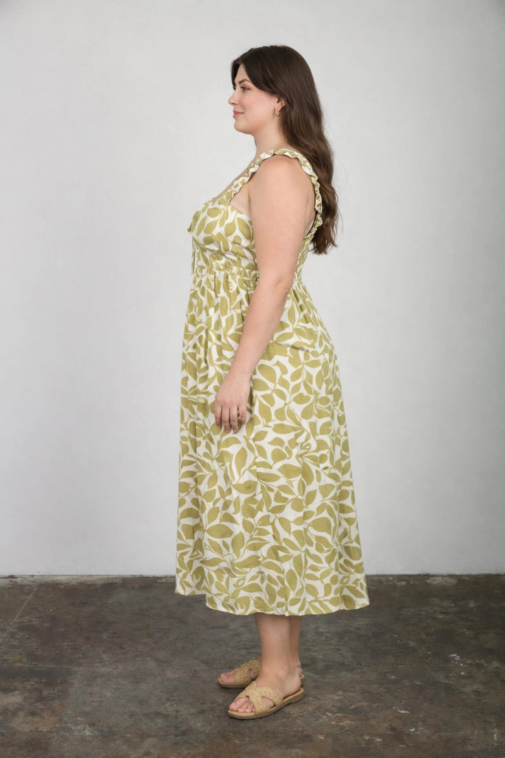 Olive Vine Midi Dress (1X-3X)